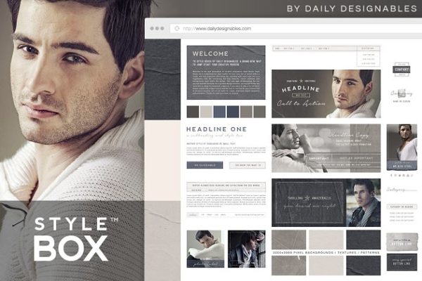 企业官网设计PSD模板素材库精选 StyleBox Blog Graphics/Website Kit 2
