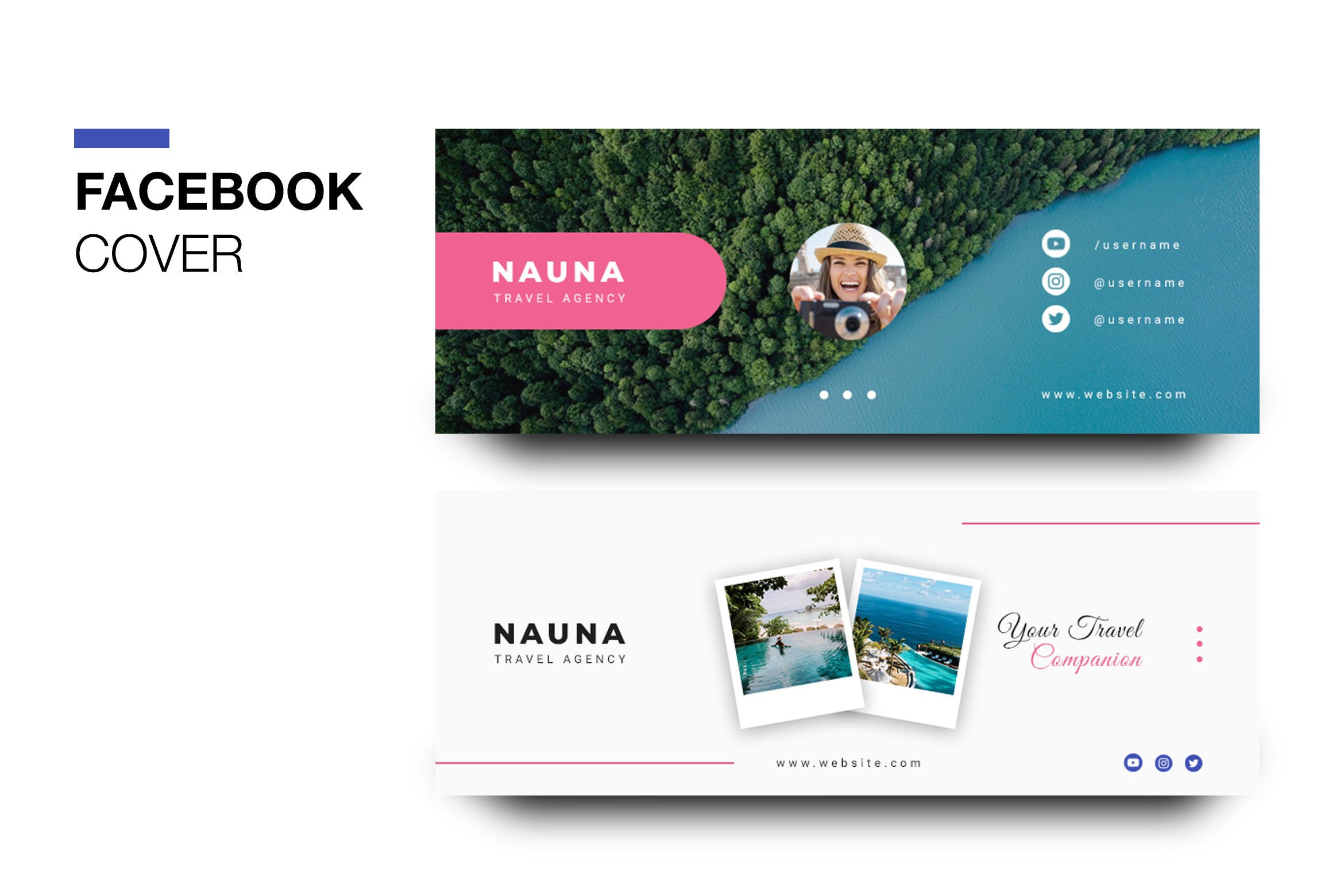 旅游代理商Facebook营销主页封面设计模板素材库精选 Nauna Travel Agency Facebook Cover插图