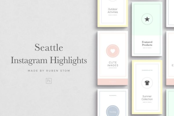 Instagram等新媒体社交媒体文章贴图设计模板素材库精选 Seattle Instagram Highlights