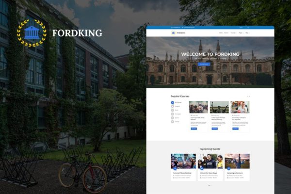 大学&amp;在线教育学习主题网站PSD模板素材库精选 Fordking – University and Education