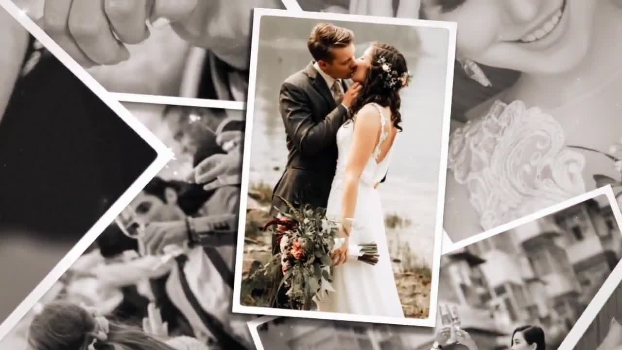 华丽的婚礼照片幻灯片素材库精选AE模板