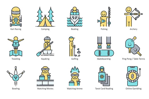 104枚兴趣爱好矢量图标合集 104 Interest & Hobby Icons | Aqua插图(5)