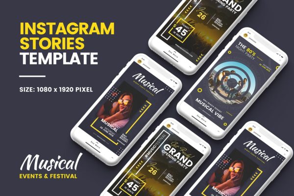 音乐主题Instagram品牌故事营销推广设计模板素材库精选 Music Instagram Story Template