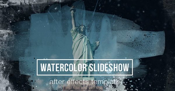水彩视差动画特效幻灯片视频素材库精选AE模板 Watercolor Parallax Slideshow