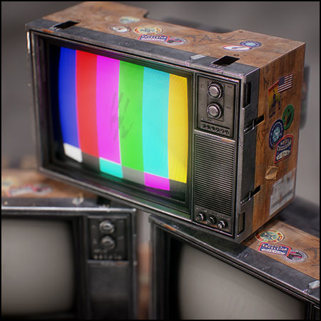 80年代CRT彩色电视机素材之家精选3D模型
