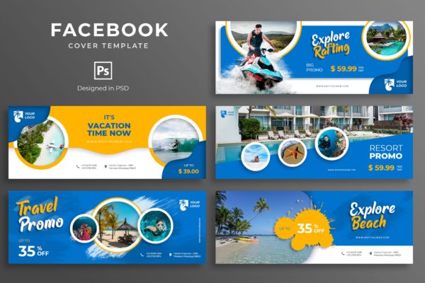 旅游景点推广Facebook主页封面设计模板素材库精选 Travel Facebook Cover Template
