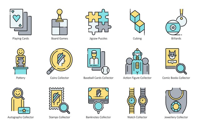 104枚兴趣爱好矢量图标合集 104 Interest & Hobby Icons | Aqua插图(6)