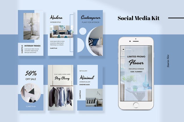 社交媒体新媒体促销素材库精选广告模板集 Claretta – Social Media Kit插图(3)