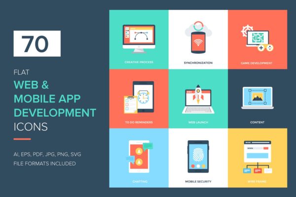 网站建设和应用开发图标集 Web and Mobile App Development