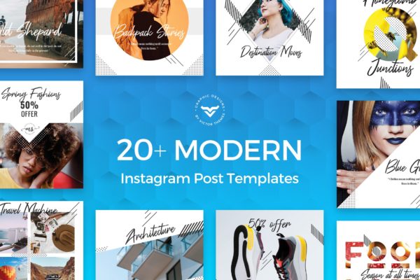 20+现代设计风格Instagram社交广告贴图PSD模板素材库精选 Instagram Post Template