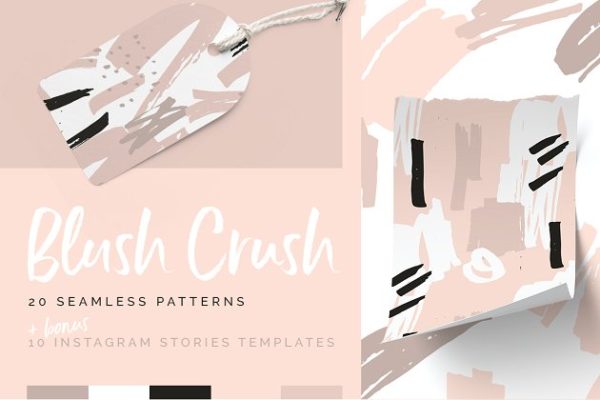 抽象图案笔刷&amp;Instagram贴图模板素材库精选 Abstract Brushed Patterns &amp; Stories