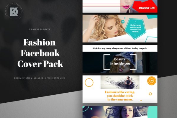 时尚服饰品牌推广Facebook社交主页封面设计素材 Fashion Facebook Pack