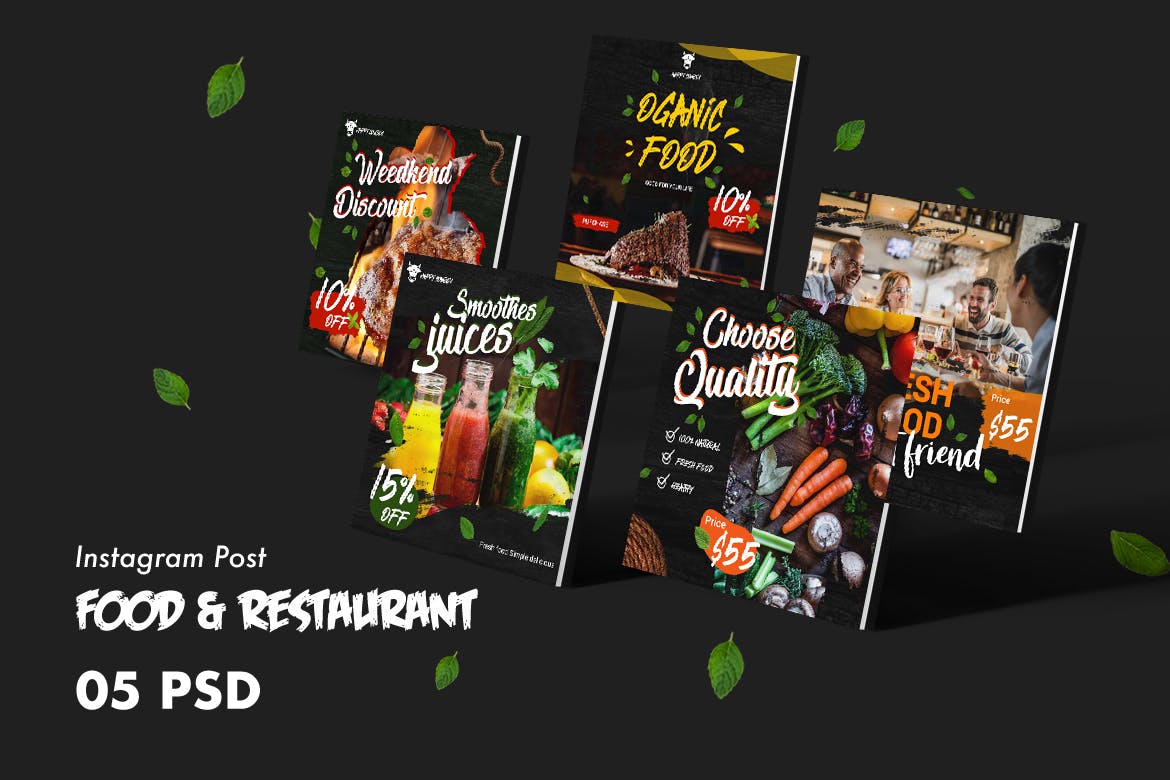 西式美食＆餐厅Facebook社交平台广告设计PSD模板素材库精选 Food & Restaurants Facebook Post PSD Template插图(1)