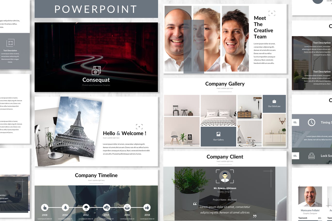 摄影公司业务介绍PPT幻灯片模板 Consequat – Photograph Powerpoint Template插图
