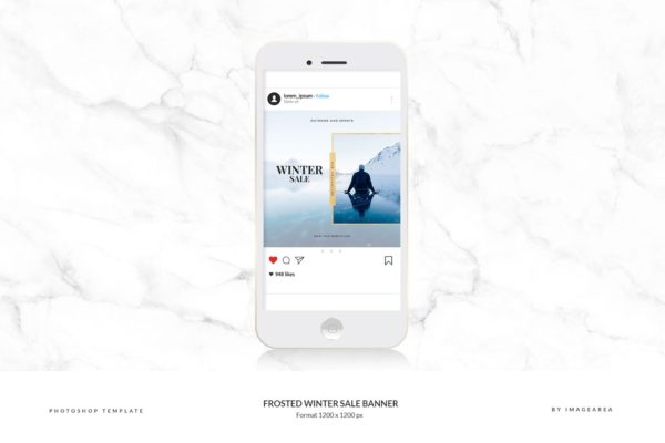 冬天假日促销社交媒体Banner模板素材库精选 Frosted Winter Sale Banner