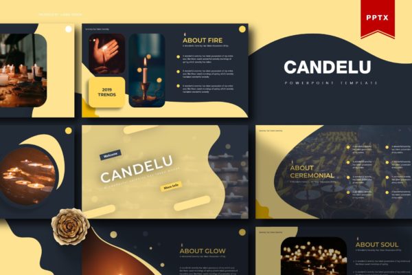 烛光蜡烛元素素材库精选PPT模板下载 Candelu | Powerpoint Template