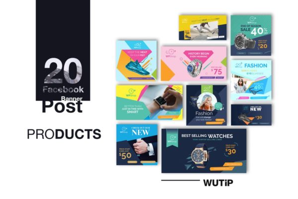 20款Facebook文章Banner贴图广告模板 20 Facebook Post Banner – Products