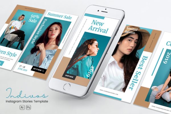 优雅别致时尚Instagram社交品牌故事PSD&amp;AI模板素材库精选 Elegant Chic Fashion Instagram Stories PSD &amp; AI