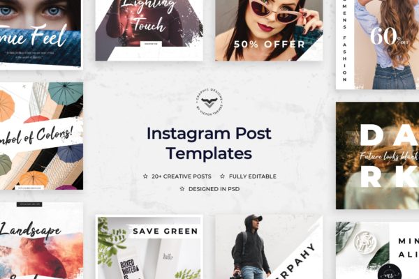 20+Instagram社交平台文章贴图设计模板素材库精选 Instagram Post Templates