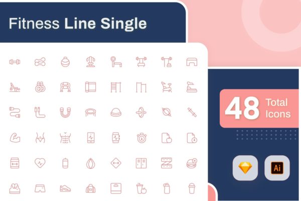 Line Senja系列：健身主题矢量线性素材库精选图标素材包 Line Senja – Fitness