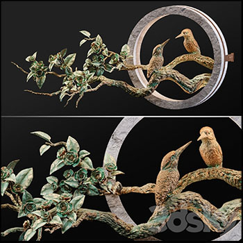 枝头上的小鸟金属摆件素材之家精选3D模型