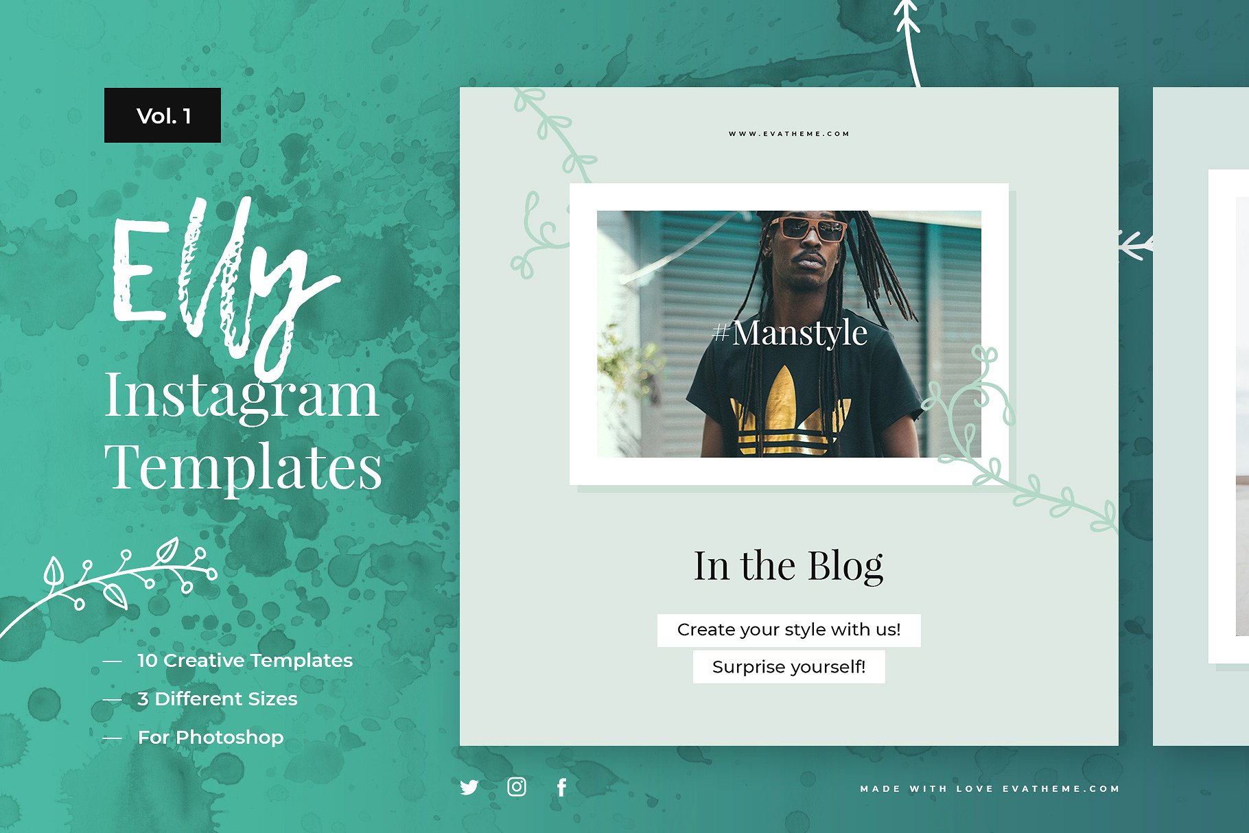 创意社交媒体贴图模板素材库精选合集 Elly Instagram Template Bundle插图(1)