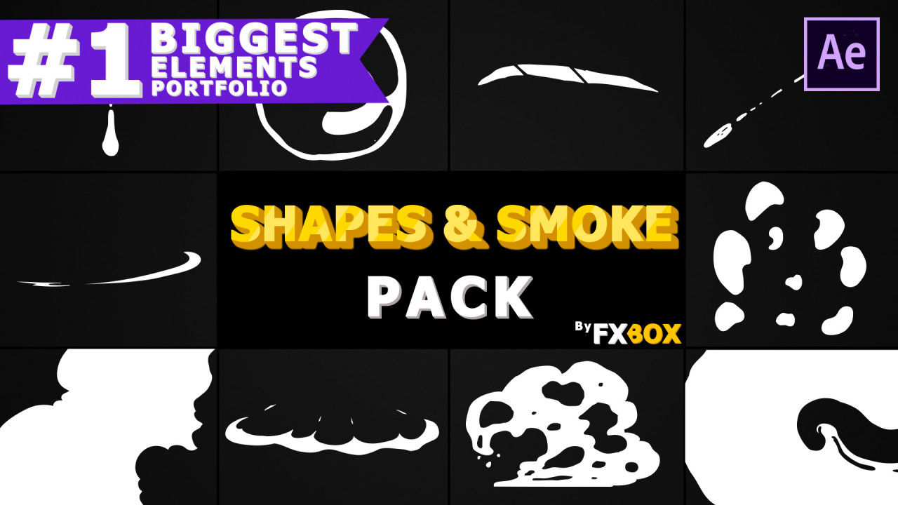 2D Shapes和Smoke烟雾和形状层元素动画素材库精选AE模板