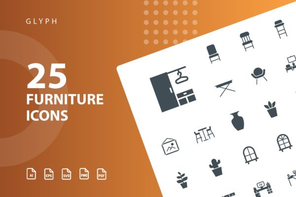 25枚家具主题矢量轮廓素材库精选图标v3 Furniture Glyph Part 3