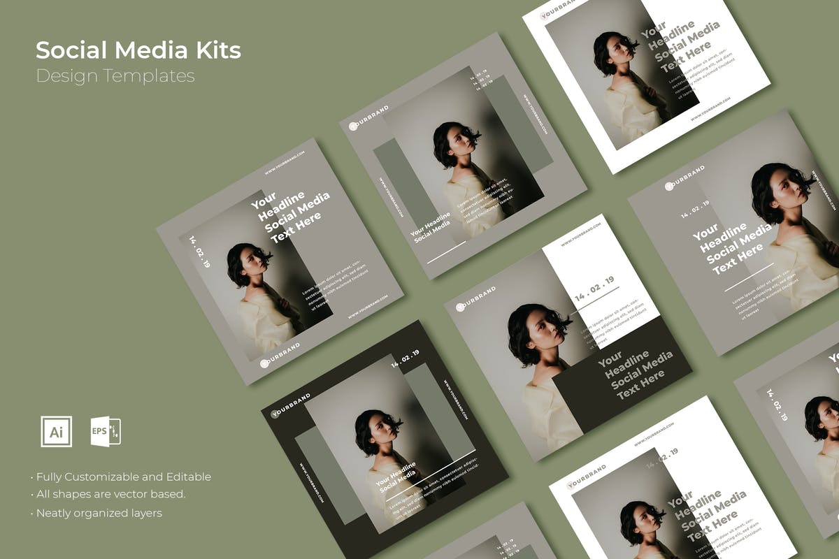 社交媒体新媒体品牌故事促销广告设计模板素材库精选V39 SRTP – Social Media Kit.39插图