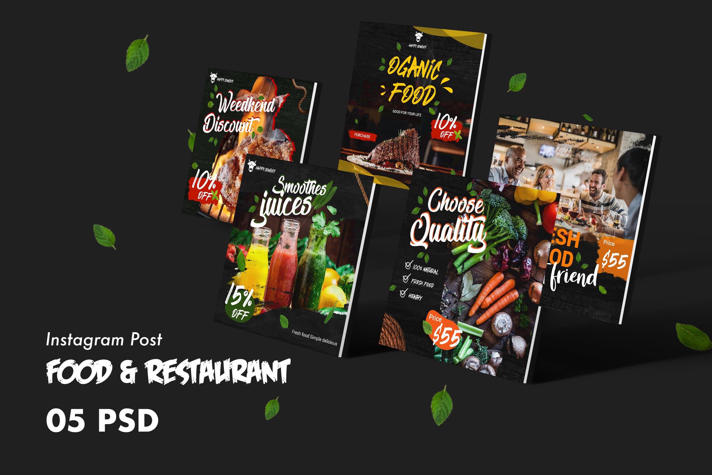 西式美食＆餐厅Facebook社交平台广告设计PSD模板素材库精选 Food & Restaurants Facebook Post PSD Template插图