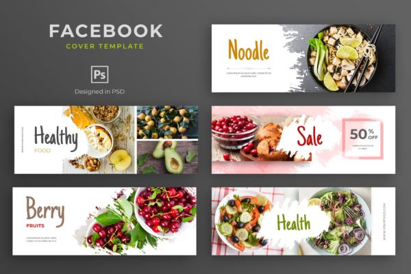 健康食物品牌推广Facebook主页封面设计模板素材库精选 Healthy Food Facebook Cover Template
