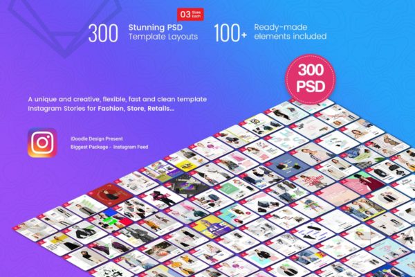 社交媒体品牌营销推广物料设计素材库 Fashion Instagram Post, Stories – 300 PSD