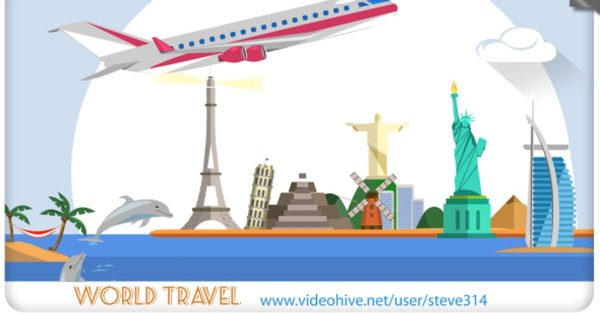 世界假期旅行旅行社广告卡通视频素材库精选AE模板 World Travel