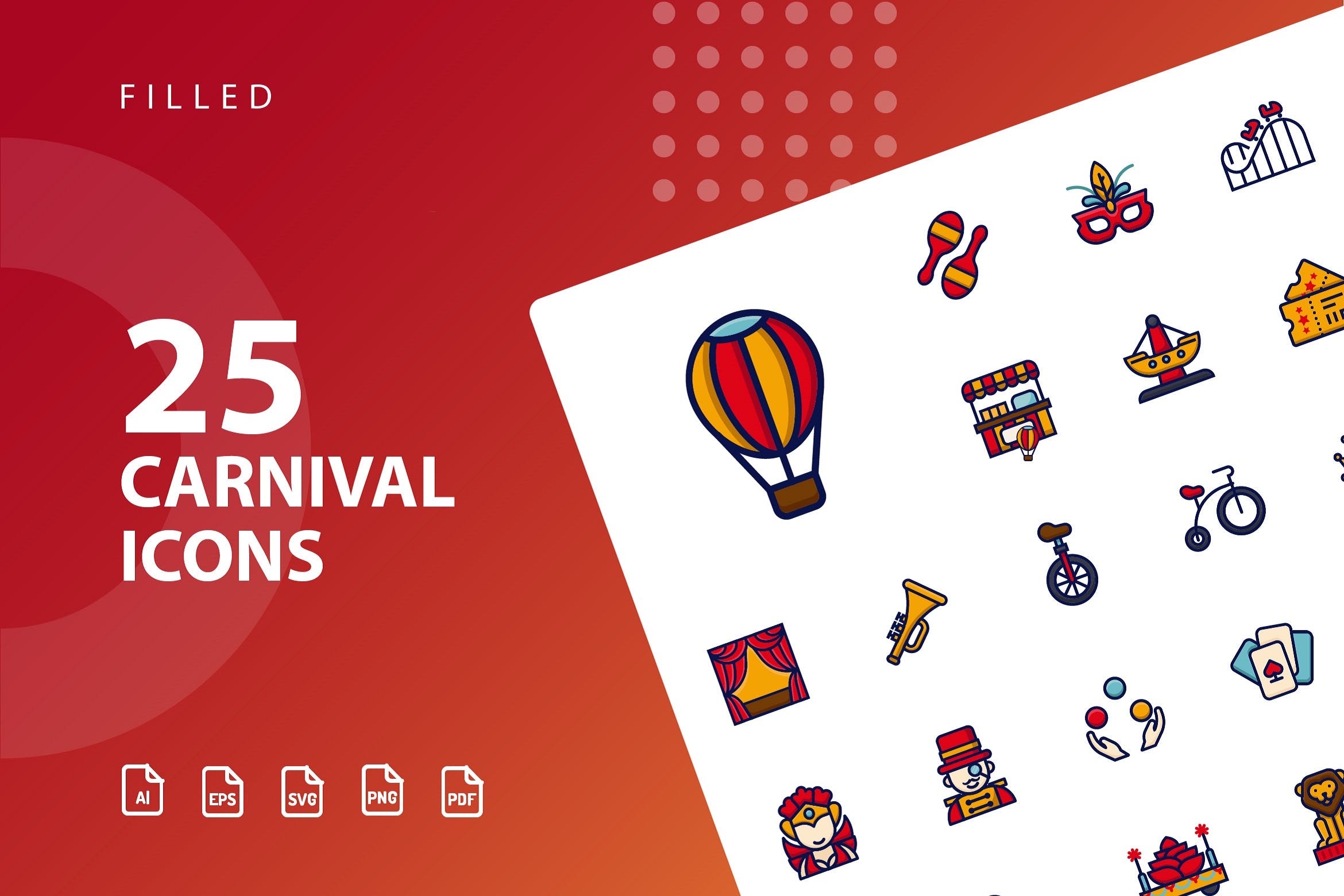 25枚狂欢节填充素材库精选图标素材 Carnival Filled插图
