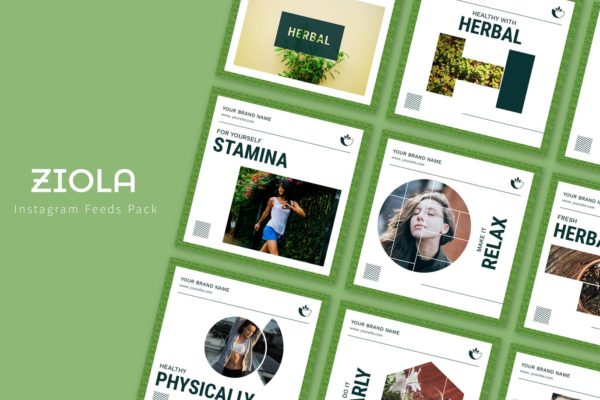 Instagram社交信息流图片设计模板素材库精选素材 Ziola – Instagram Feeds Pack