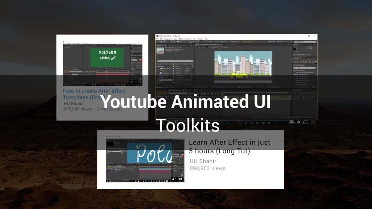 酷炫干净创意的YouTube的动画UI工具包素材库精选AE模板