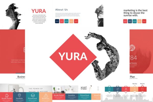 现代简约创意PPT幻灯片模板素材 YURA Powerpoint Template