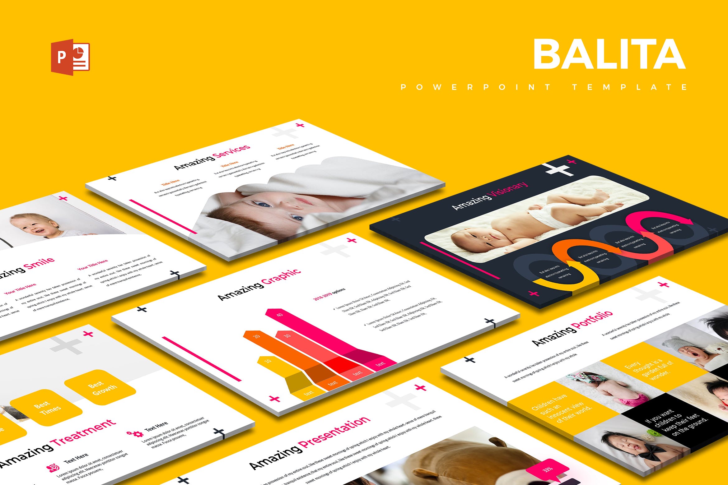 婴儿宝宝摄影写真推广PPT幻灯片模板 Balita – Powerpoint Template插图