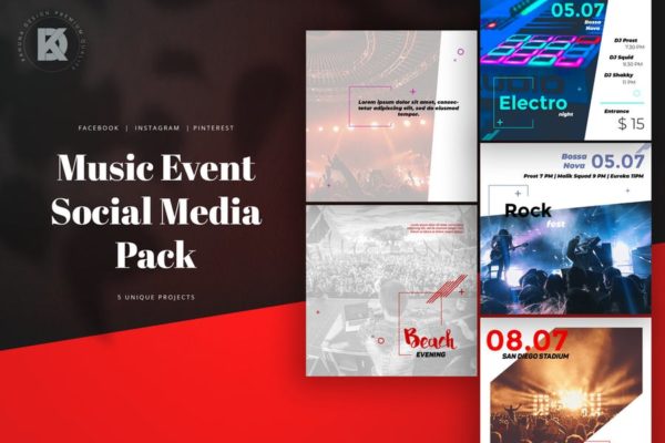 音乐活动社交宣传素材库精选广告模板素材 Music Event Social Media Pack