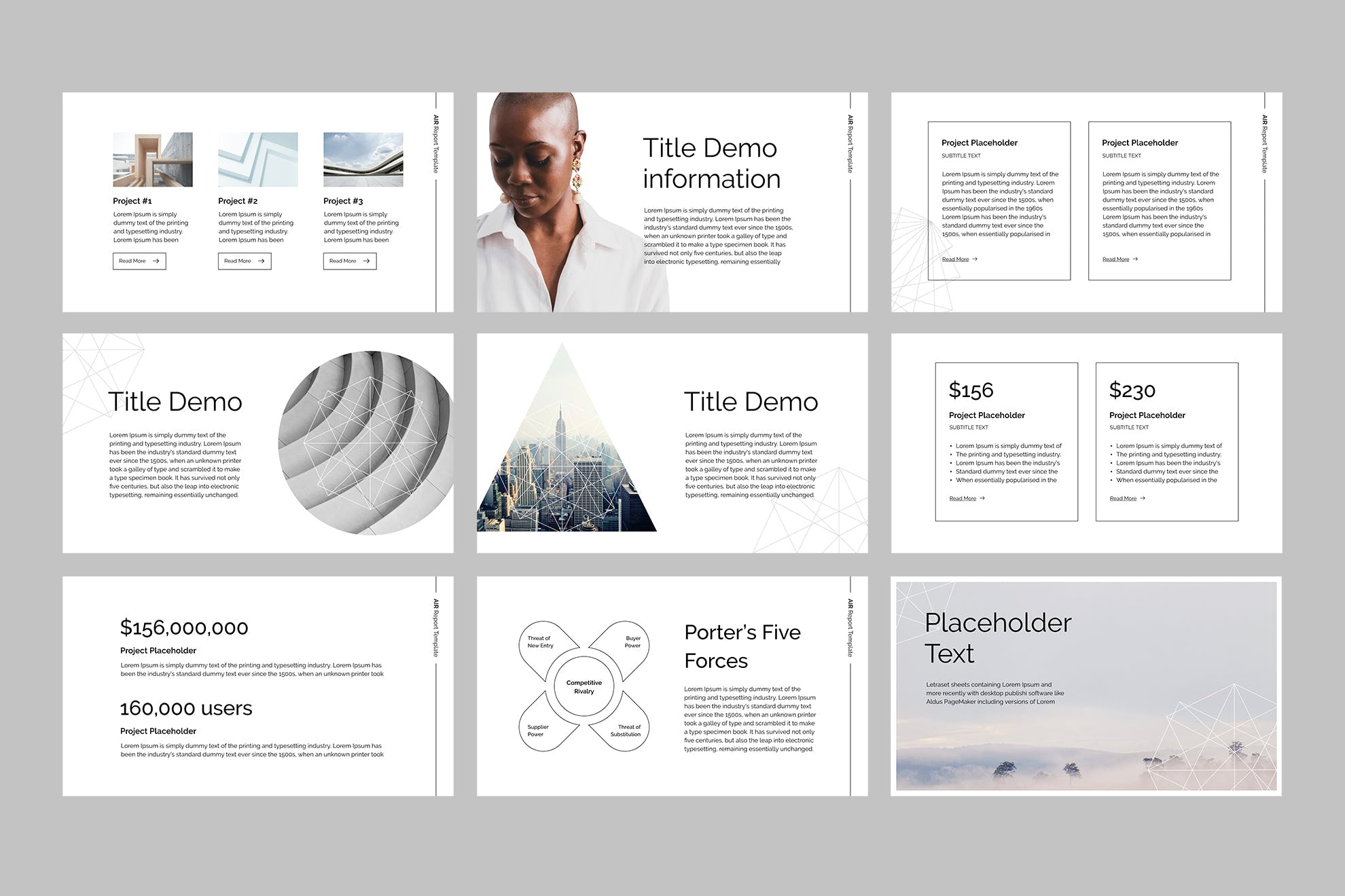SWOT分析/市场分析/数据统计素材库精选PPT模板 Air – PowerPoint Report Template插图(3)