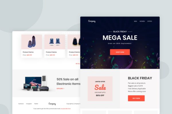 黒五购物节电商促销广告EDM邮件模板素材库精选 Black Friday – Email Newsletter