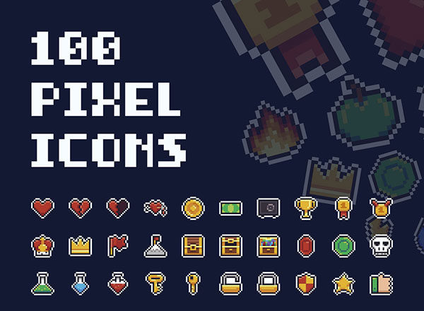 令人充满童年回忆的经典像素图标集 Mario Pixel Icon Collection