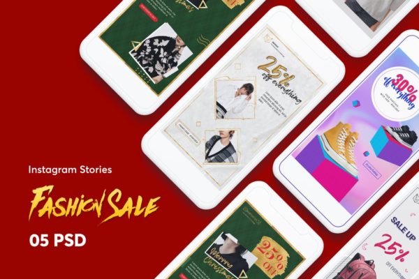 创意时尚促销Instagram社交广告设计模板素材库精选v1 Creative Fashion Sale Instagram Stories