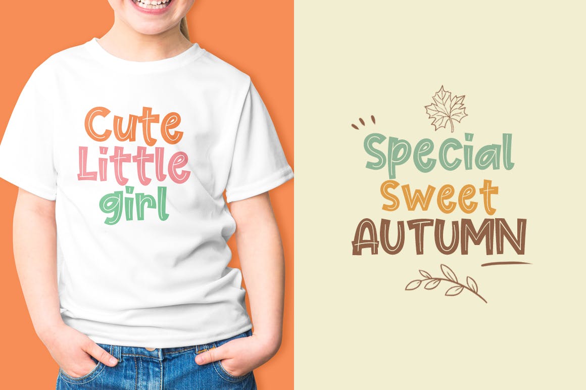 可爱风格枫叶装饰设计英文无衬线字体 Cute Maple Font插图(1)