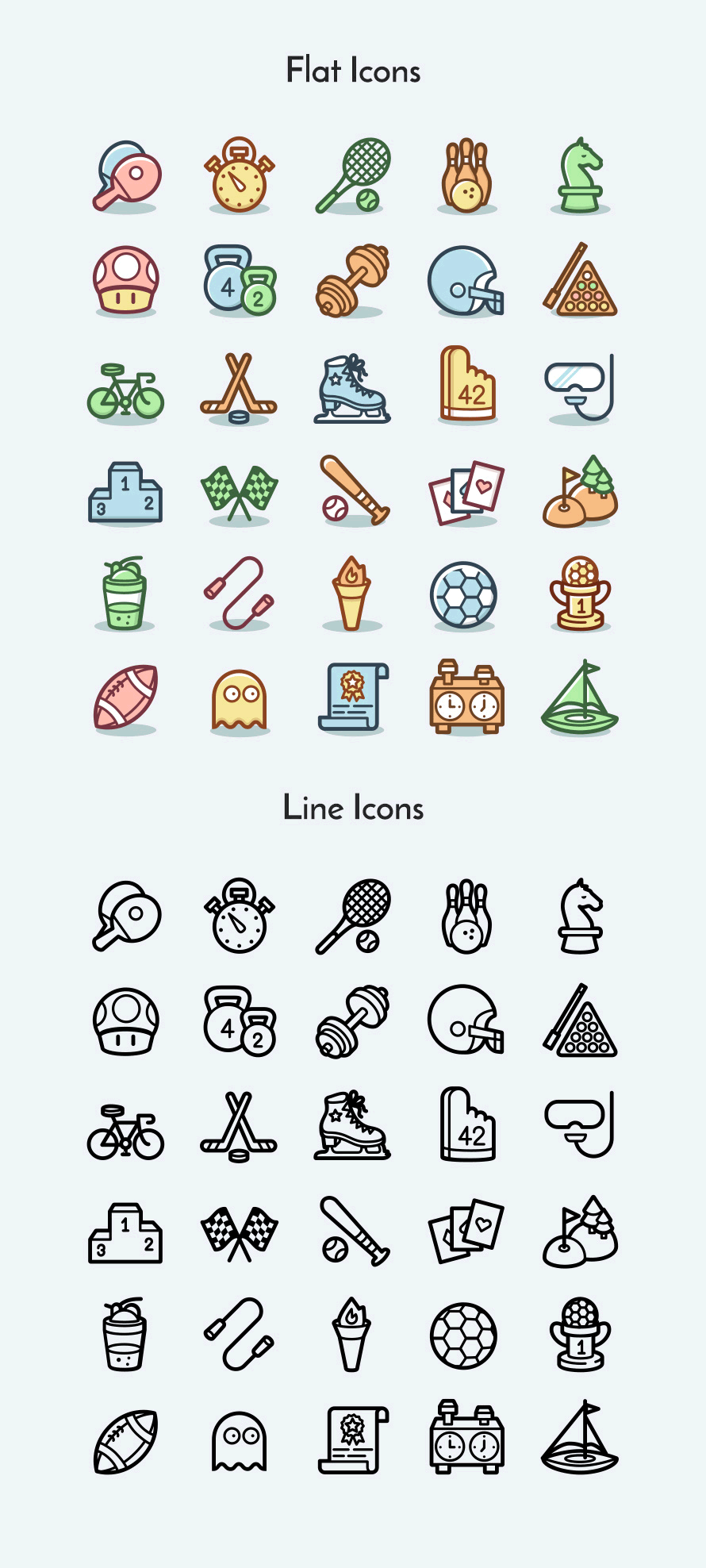 一套运动及游戏主题图标集 (AI, EPS, PSD, SVG, PNG)插图(2)