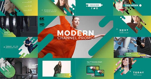 动感现代时尚节目预告开场动画素材库精选AE模板 Modern Channel Promo v2