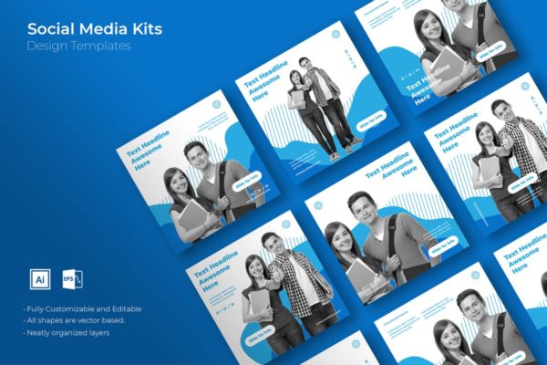 社交媒体正方形广告&amp;贴图创意设计模板素材库精选v23 SRTP – Social Media Kit.23