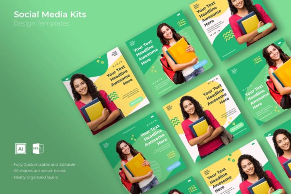 社交媒体正方形广告&amp;贴图创意设计模板素材库精选v28 SRTP – Social Media Kit.28