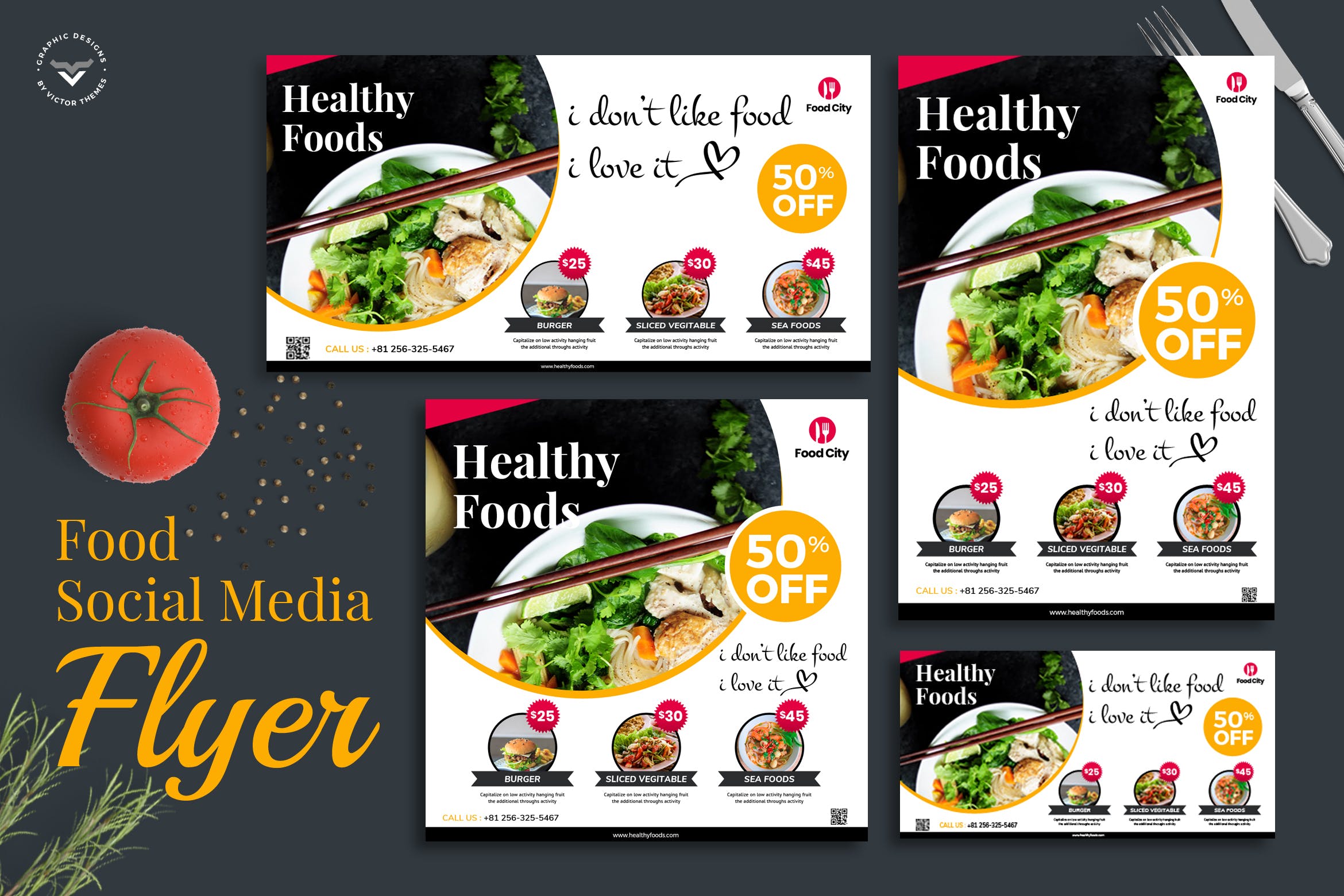 特色餐厅社交网站品牌广告Banner设计模板 Restaurant Social Media Template插图
