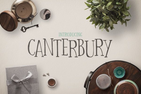 复古个性坎特伯雷衬线字体 Canterbury Font + Bonus Mockups